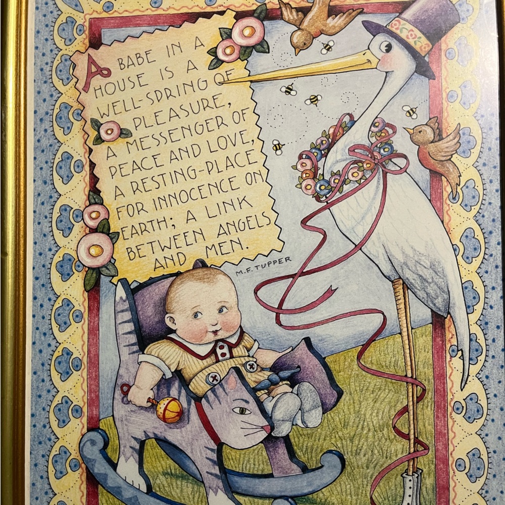 Vintage Mary Engelbreit picture in gold frame